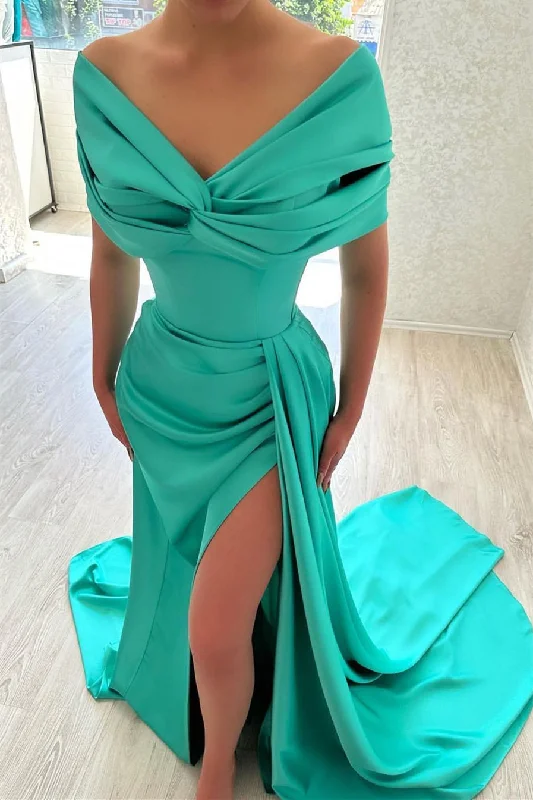 Chic Long Off-the-shoulder Prom Dresses With Split