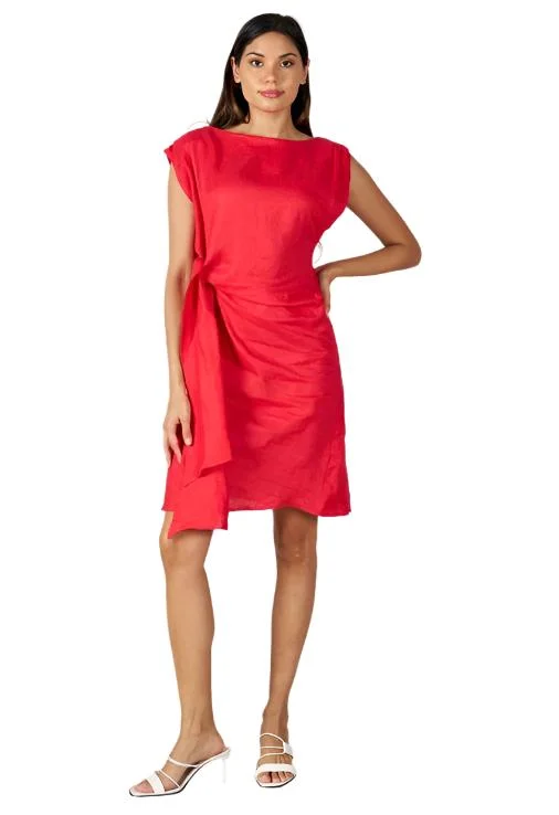 Rihanna Linen Dress Red