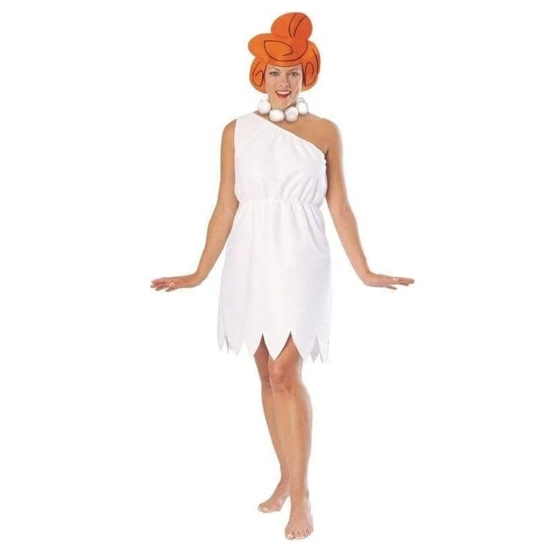Wilma Flintstone Adult Costume Classic Cartoon White Dress