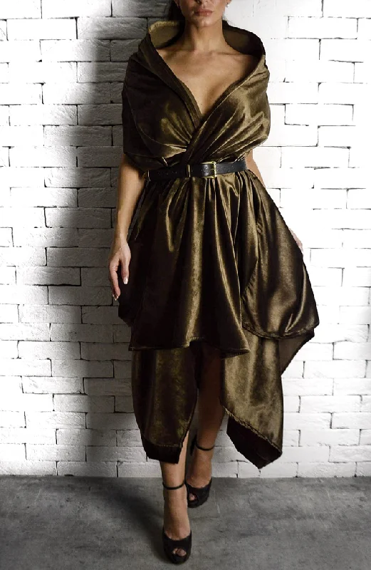 Hitched Raven Dress - Bronze Velvet