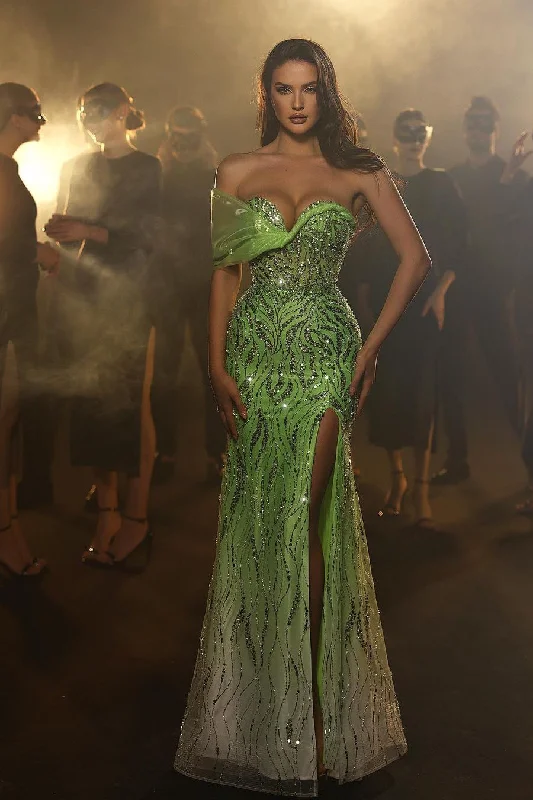 Chic Long Sweetheart Split From Sleeveless Mermaid Evening Prom Dresses With Beading