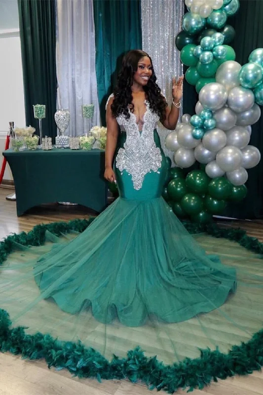 Chic V-neck Sleeveless Mermaid Evening Prom Dresses