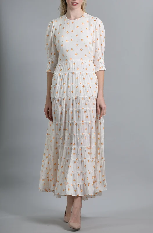 RIXO Agyness Cream Floral Dress