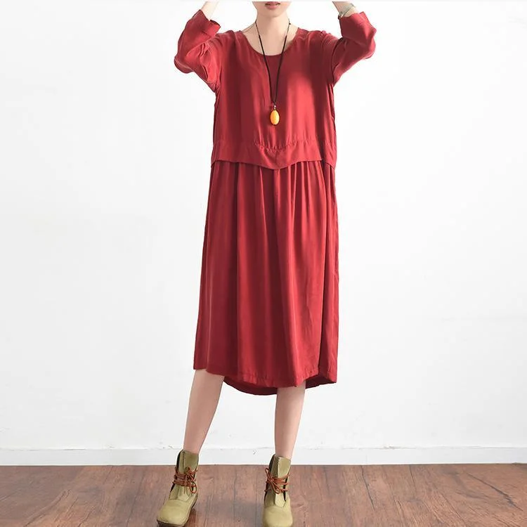 2017 red casual silk sundress oversize large hem summer dress long sleeve maxi dress Elegant Silk Maxi Dress 2017 red casual silk sundress oversize large hem summer dress long sleeve maxi dress Elegant Silk Maxi Dress
