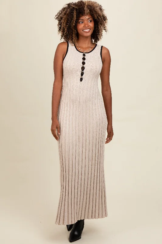 Beige Ribbed Knit Button Detail Sleeveless Maxi Dress Trendy Floral Print Maxi Dress Beige Ribbed Knit Button Detail Sleeveless Maxi Dress Trendy Floral Print Maxi Dress