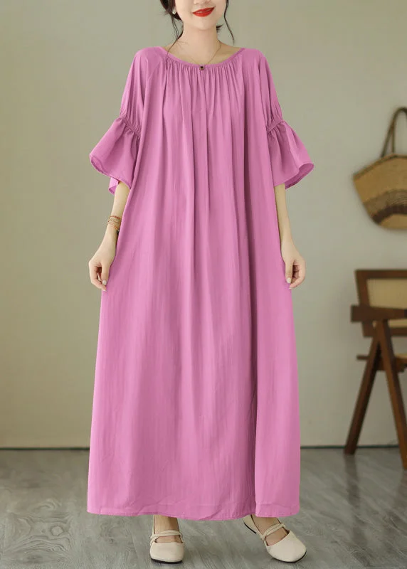 Cute Pink Tie Waist Vacation Maxi Dresses Summer GH1067 Stylish Maxi Dress with Pleats