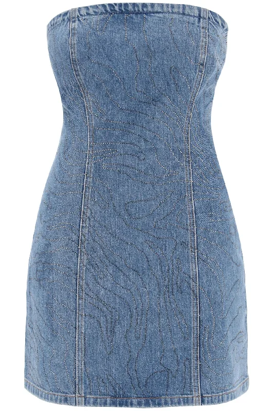 denim mini dress with rhin 1126361468 Light blue denim