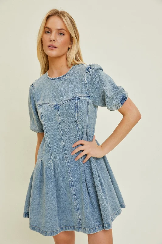 Denim Washed Denim Mini Dress