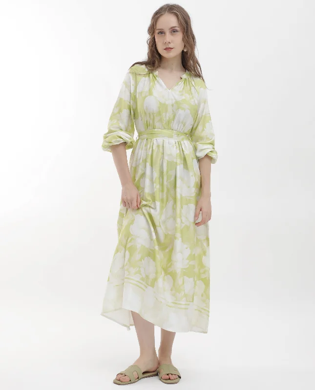 Rareism Women Emil Green Cotton Fabric Full Sleeves Tie-Up Closure Mandarin Collar Raglan Sleeve Fit And Flare Floral Print Maxi Dress Chic Button-Up Maxi Dress Rareism Women Emil Green Cotton Fabric Full Sleeves Tie-Up Closure Mandarin Collar Raglan Sleeve Fit And Flare Floral Print Maxi Dress Chic Button-Up Maxi Dress