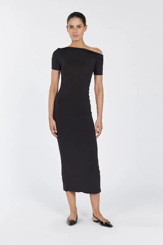ENZO BITTER CHOC MIDI DRESS Comfortable Empire Waist Midi Dress