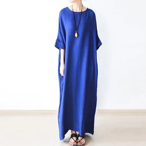 Fine royal blue linen dresses oversize cotton caftans long maxi dress Elegant Lace Maxi Dress Fine royal blue linen dresses oversize cotton caftans long maxi dress Elegant Lace Maxi Dress