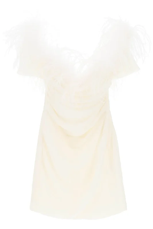 Giuseppe di morabito mini dress in poly georgette with feathers 310DRP215 MILK WHITE