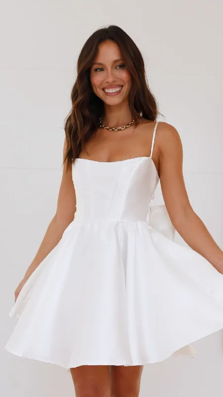 Ichiko Mini Dress - White Classic Floral Print Mini Dress
