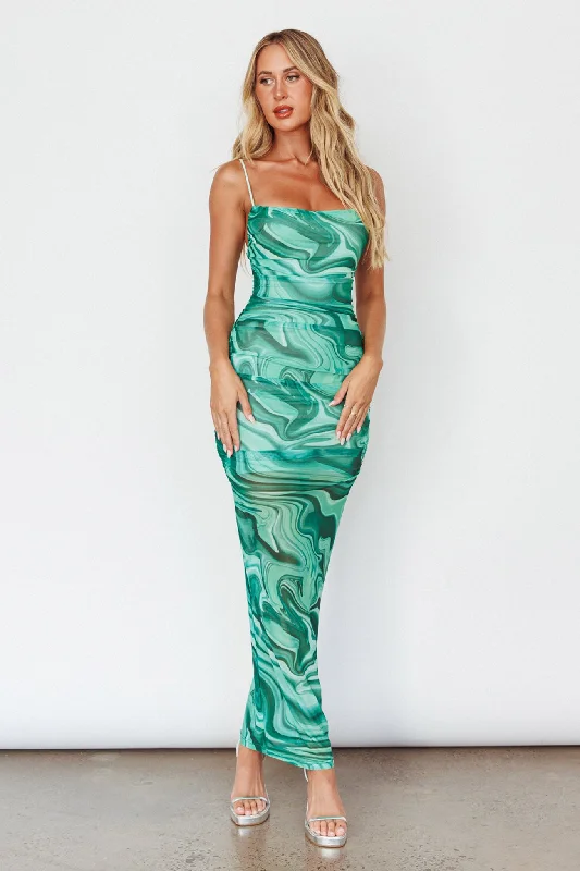 Love In Miami Lace-Up Back Maxi Dress Marble Green Trendy Off-Shoulder Ruffle Maxi Dress Love In Miami Lace-Up Back Maxi Dress Marble Green Trendy Off-Shoulder Ruffle Maxi Dress