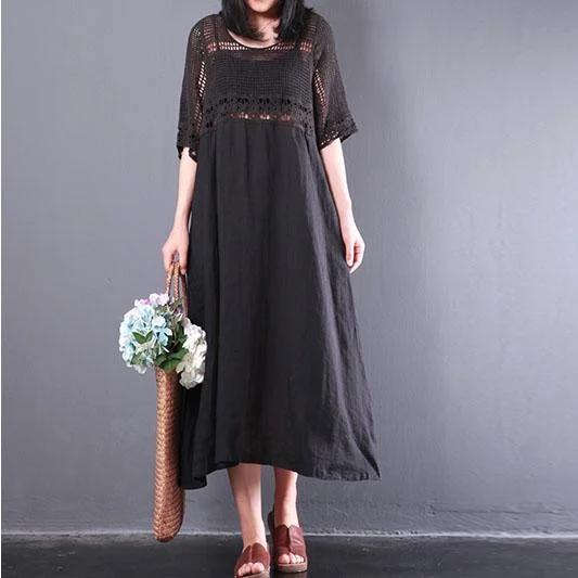 new black casual linen dresses baggy loose hollow out sundress short sleeve patchwork maxi dress Fashionable Halter Neck Maxi Dress new black casual linen dresses baggy loose hollow out sundress short sleeve patchwork maxi dress Fashionable Halter Neck Maxi Dress