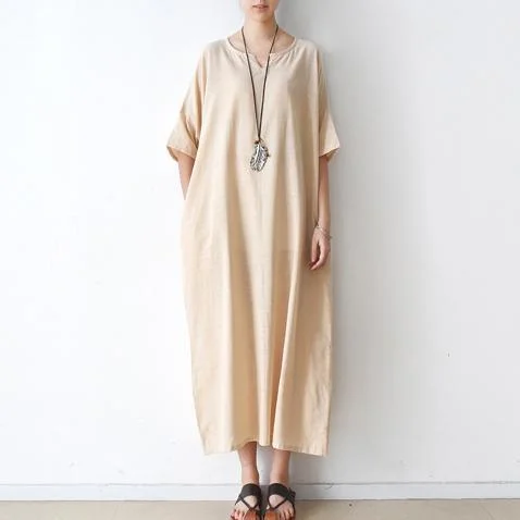 New Nude Casual Linen Dress Oversize Stylish Sundress Short Sleeve Maxi Dress Fashionable Chiffon Maxi Dress New Nude Casual Linen Dress Oversize Stylish Sundress Short Sleeve Maxi Dress Fashionable Chiffon Maxi Dress