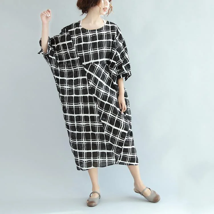original black white plaid sundress cotton oversize casual dress short sleeve maxi dress Elegant Silk Maxi Dress original black white plaid sundress cotton oversize casual dress short sleeve maxi dress Elegant Silk Maxi Dress