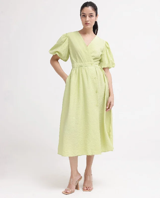 Rareism Women Stewart Light Green Button Closure Balloon Sleeve Over Lap Neck Fit And Flare Plain Maxi Dress Stylish V-Neck Maxi Dress Rareism Women Stewart Light Green Button Closure Balloon Sleeve Over Lap Neck Fit And Flare Plain Maxi Dress Stylish V-Neck Maxi Dress