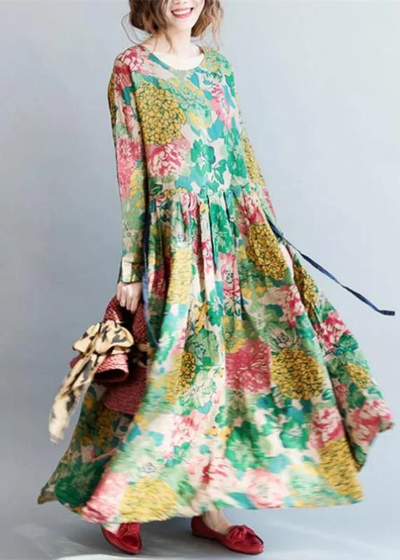 2024 fashion floral long cotton dresses plus size clothing maxi dresses