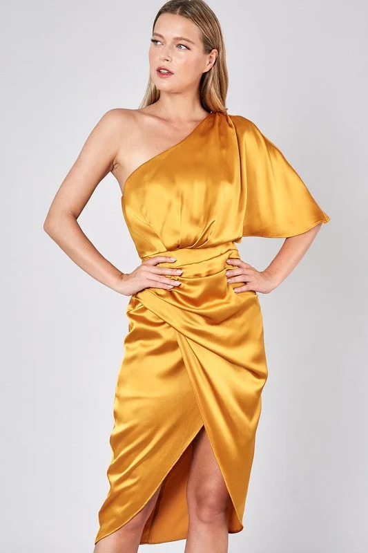 Kim, One shoulder wrap midi dress