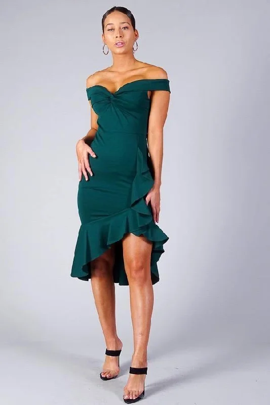 Venecia, Off shoulder mermaid midi dress