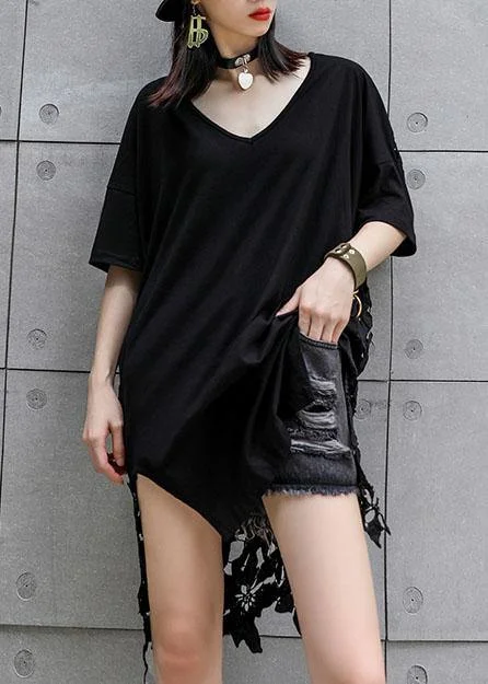 Vivid hollow out cotton dresses Photography black patchwork Maxi Dresses summer