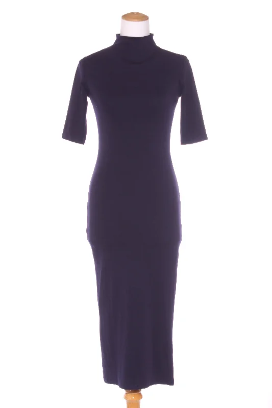 ZARA - High neck knit midi dress - Navy! 10-12