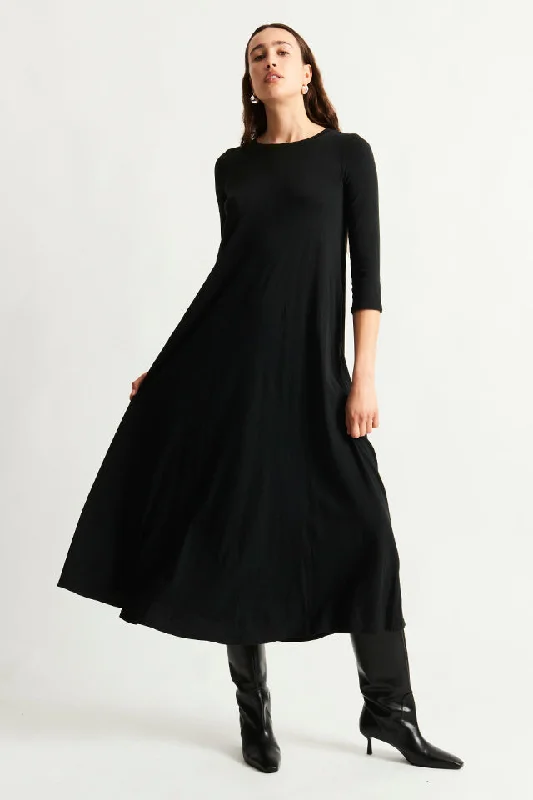 Black Classic Jersey Drama Maxi Dress