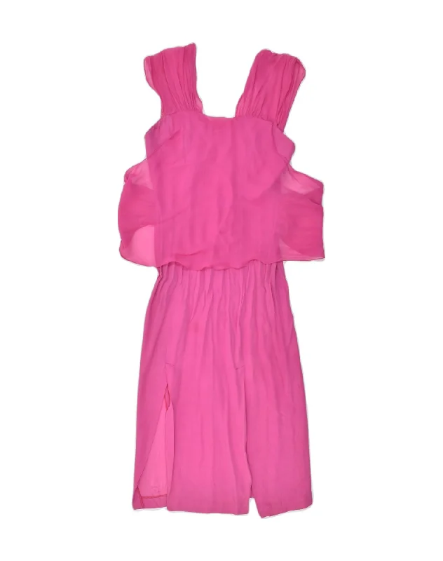 MAX DINE Womens Maxi Dress IT 46 Large Pink Acetate