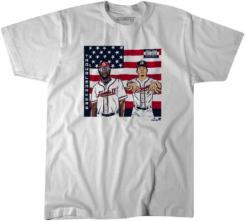 Breaking T's Michael Harris II & Vaughn Grissom: Troublemakers Unisex Braves T-Shirt Cotton Fabric Linen Fabric Terry Fabric Breaking T's Michael Harris II & Vaughn Grissom: Troublemakers Unisex Braves T-Shirt Cotton Fabric Linen Fabric Terry Fabric