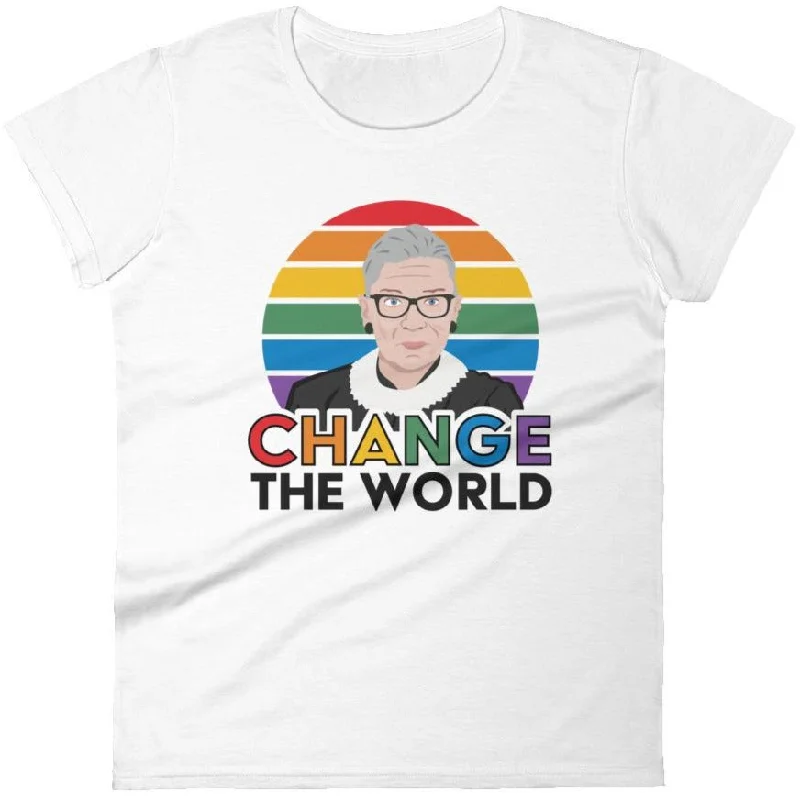 Change The World (Ruth Bader Ginsburg) -- Women's T-Shirt Nylon Fabric Polyester Fabric Spandex Fabric Change The World (Ruth Bader Ginsburg) -- Women's T-Shirt Nylon Fabric Polyester Fabric Spandex Fabric