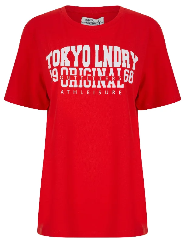 Charli Flocked Motif Cotton Jersey T-Shirt in High Risk Red - Tokyo Laundry Jersey Fabric Tulle Fabric Batik Fabric Charli Flocked Motif Cotton Jersey T-Shirt in High Risk Red - Tokyo Laundry Jersey Fabric Tulle Fabric Batik Fabric