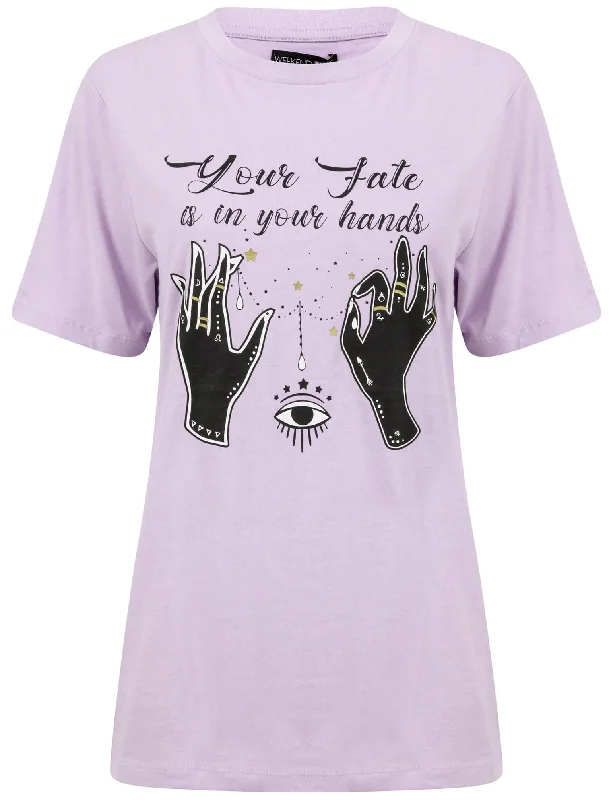 Fate In Your Hands Motif Cotton T-Shirt in Pastel Lilac - Weekend Vibes Plaid T-Shirt Polka Dot Checkered Fate In Your Hands Motif Cotton T-Shirt in Pastel Lilac - Weekend Vibes Plaid T-Shirt Polka Dot Checkered