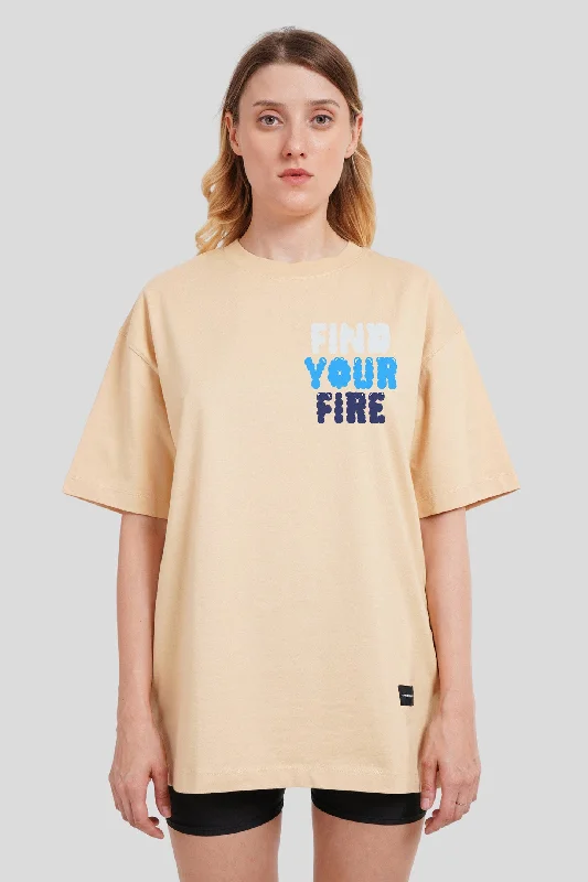 Find Your Fire Beige Oversized Fit T-Shirt Women Graphic T-Shirt Round Neck Polyester Find Your Fire Beige Oversized Fit T-Shirt Women Graphic T-Shirt Round Neck Polyester