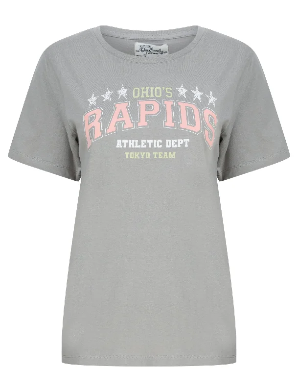 Rapids Motif Cotton Jersey T-Shirt in Griffin Grey - Tokyo Laundry Elegant Classic Vintage Rapids Motif Cotton Jersey T-Shirt in Griffin Grey - Tokyo Laundry Elegant Classic Vintage