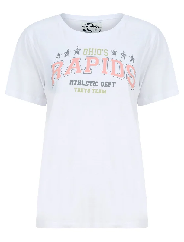 Rapids Motif Cotton Jersey T-Shirt in Optic White - Tokyo Laundry Fleece Nylon Spandex Rapids Motif Cotton Jersey T-Shirt in Optic White - Tokyo Laundry Fleece Nylon Spandex