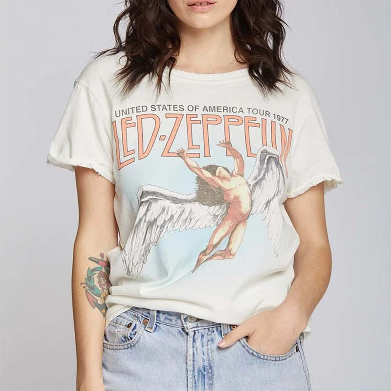 Led Zeppelin America Tour 1977 Short Sleeve T-Shirt Mesh Fabric Canvas Fabric Denim Fabric Led Zeppelin America Tour 1977 Short Sleeve T-Shirt Mesh Fabric Canvas Fabric Denim Fabric