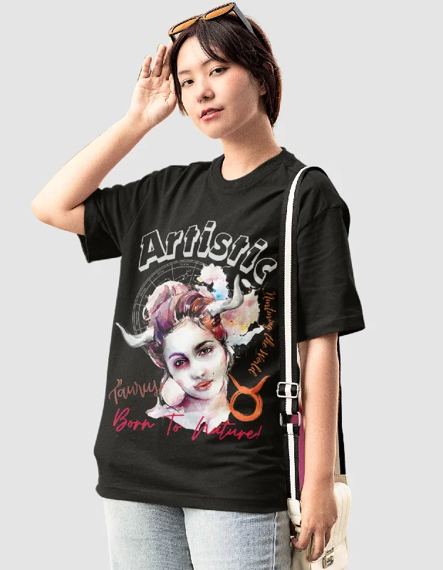 Artistic Taurus Graphic Printed Oversized T-Shirt For Women