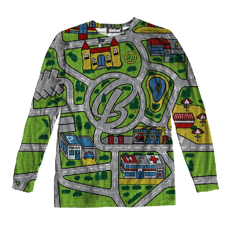 Car Map Carpet  Unisex Long Sleeve Tee