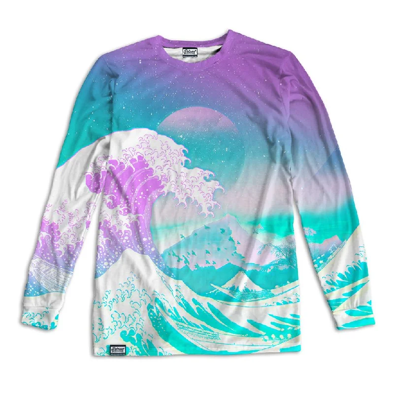 Great Wave Vaporwave Unisex Long Sleeve Tee