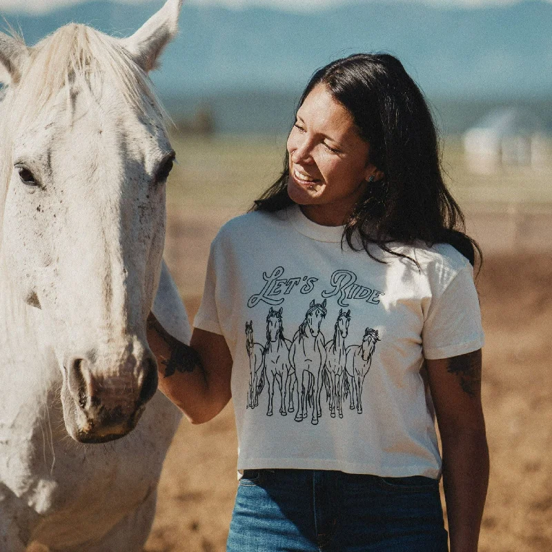 Let's Ride Ladies Crop Tee - Natural - Discontinued