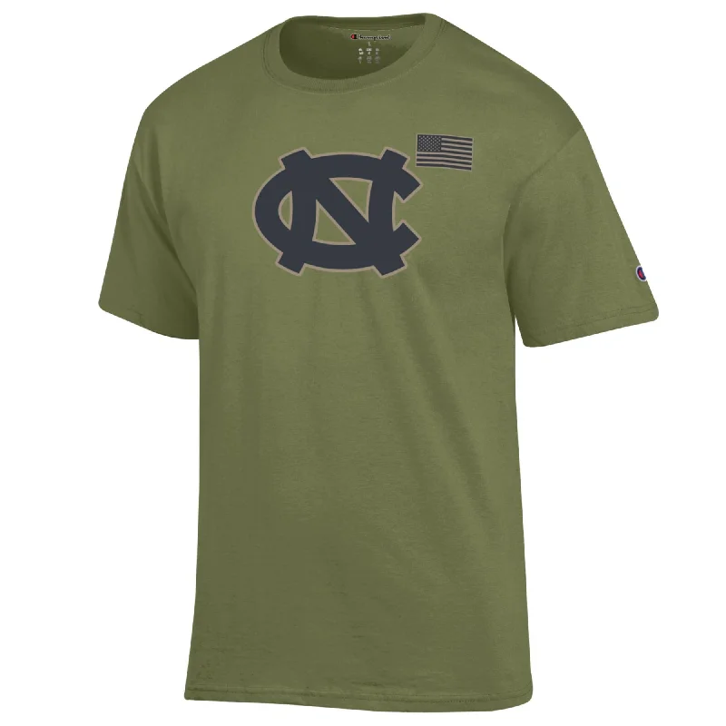 North Carolina Tar Heels Cargo T-Shirt in Olive Green by Champion