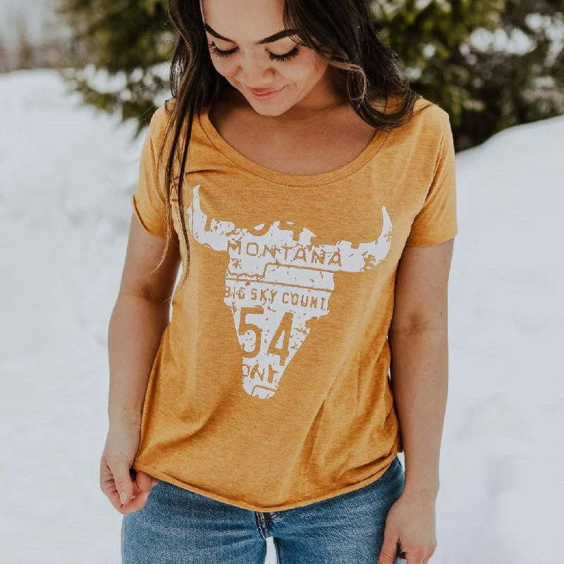 Skull Festival Ladies Tee - Gold