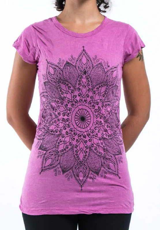 Sure Design Women's Lotus Mandala T-Shirt Pink