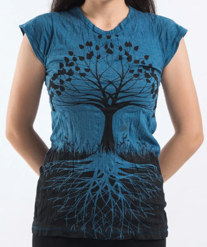 Sure Design Women's Tree of Life T-Shirt Denim Blue