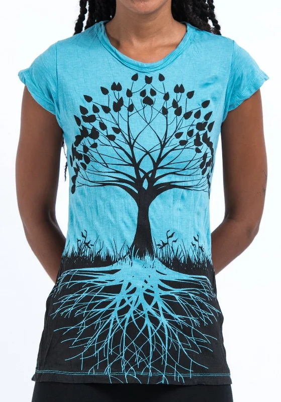 Sure Design Women's Tree of Life T-Shirt Turquoise