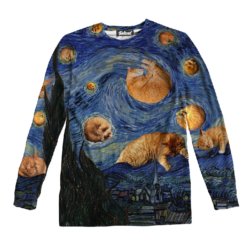 Van Gogh The Kitty Night Unisex Long Sleeve Tee