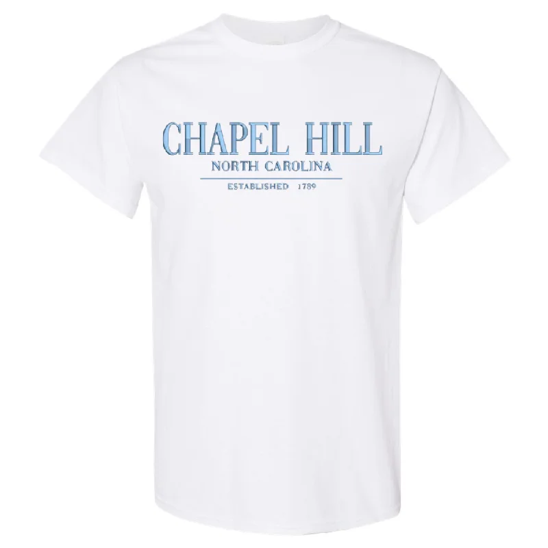 Chapel Hill Embroidered Chill White  T-Shirt