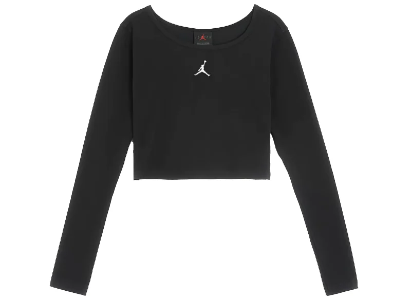 Women's Jordan Flight Cropped L/S Tee in Black