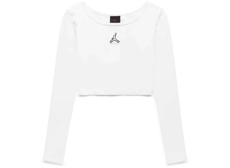 Women's Jordan Flight Cropped L/S Tee in White